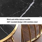 Telephone Table, Marble Round Metal Side Table,Living Room Sofa Side Table,Telephone Table,Hourglass Shape,for Living Room,Champagne Gold (Color:Champagne Gold,Size:19.68