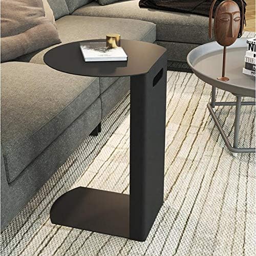 Telephone Table, Black Sofa Side End Tables Living Room,C Shaped End Table,Carbon Steel Telephone Tables,Snack Side Table for Sofa Couch and Bed(Color:Black,Size:15.7414.