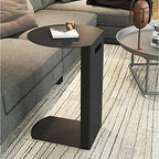 Telephone Table, Black Sofa Side End Tables Living Room,C Shaped End Table,Carbon Steel Telephone Tables,Snack Side Table for Sofa Couch and Bed(Color:Black,Size:15.7414.