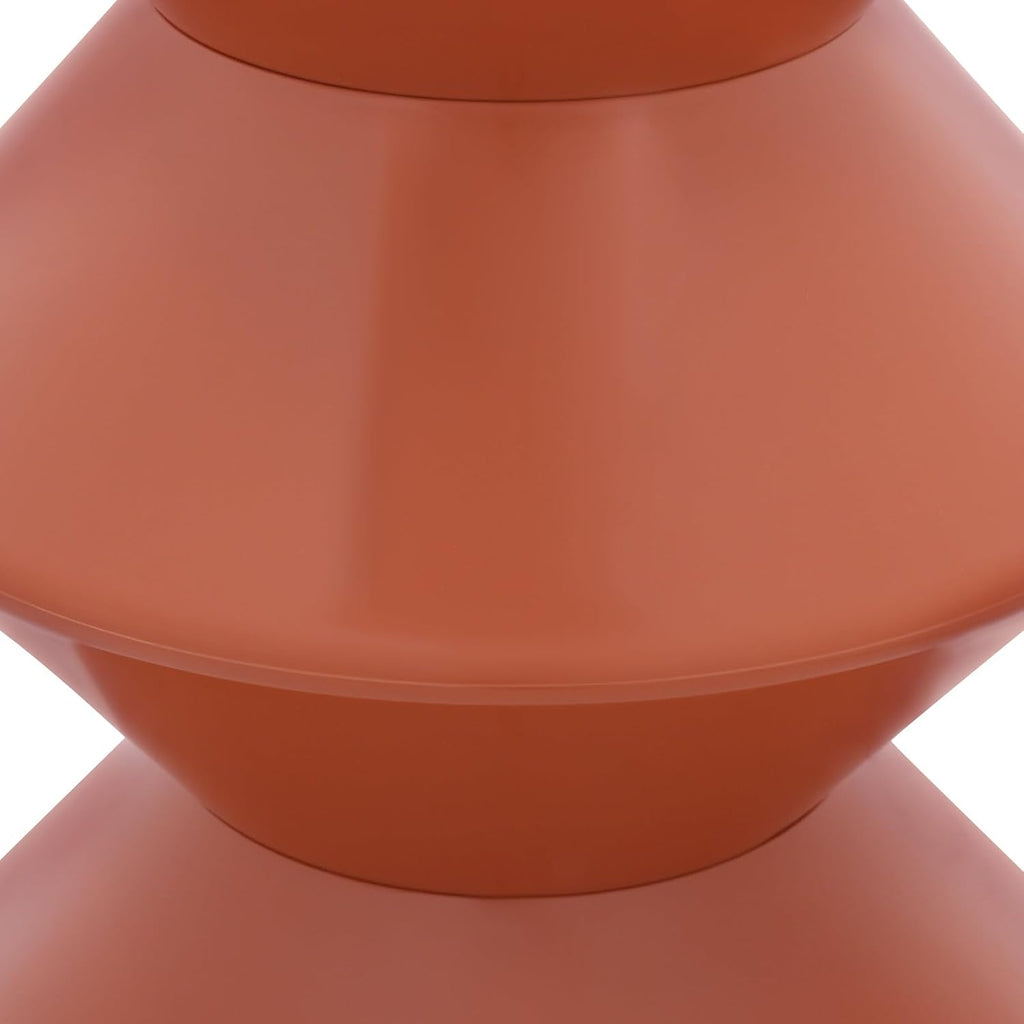 17.7 inch Modern Round Side Table Round End Table, Pedestal Circle Accent Tables Geometric Coffee Table Hourglass Shaped Sofa Stool for Living Room Bedroom Office Apartment Yards, Orange