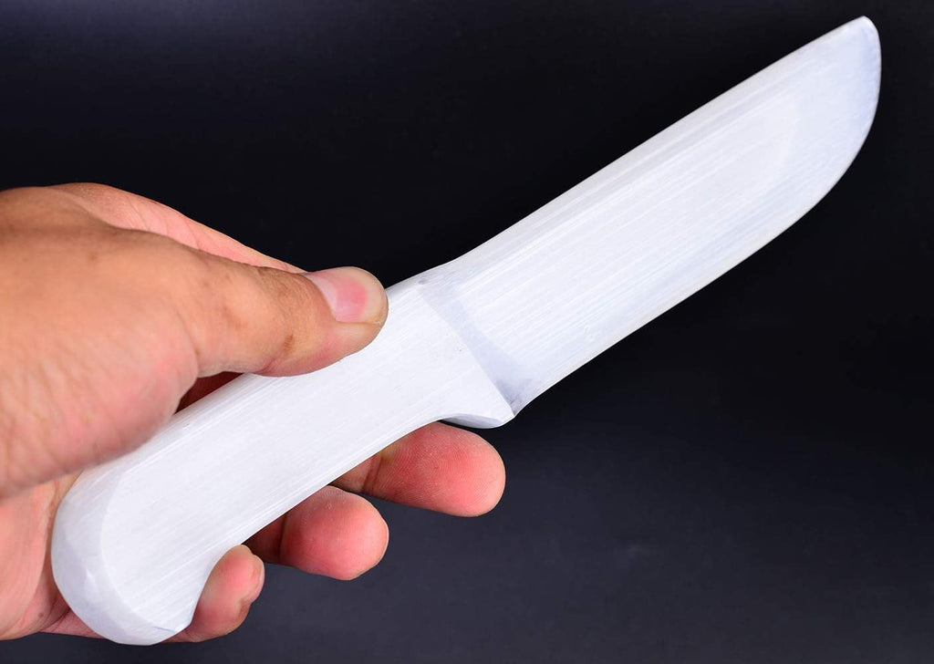 JIC Gem Selenite Crystal Knife White Crystals and Healing Stones for Cutting Etheric Cords 1pc 7.8-10 Inch