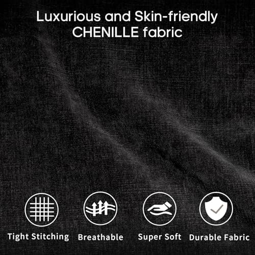 LLappuil Deep Modular Sectional Sofa Sleeper 12 Person Chenille Sectional Couches for Living Room with Storage Ottoman, Adjustable Arms Backs Black