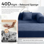 79" Convertible Sofa Bed, Couch for Small Living Room | Corduroy Loveseat Sleeper Sofa, Modular Futon Couch with 2 pillow, Pull Out Couch No Assembly (Navy Blue)