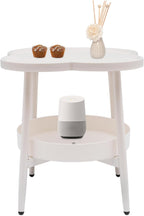 End Table Sofa & Console Flower Shape Snack Side Table with Stand Modern Decorative Side Coffee Table with Load-Bearing 110lbs for Home Bedroom Living Room Kitchen (White)