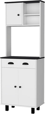 Emily White and Wengue 1-Drawer Kitchen Pantry