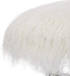 Glitzhome Ottoman Bench, White Faux Fur Ottoman Foot Rest, 25.5" L Modern Vanity Stool Chair with Acrylic Legs for Living Room Bedroom Entryway Makeup Bench End of Bed