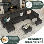 Modular Sectional Sofa 6 Seaters Modular Sleeper Sofa Couch | Comfy Sectionals Couches Bed, Convertible Sofas with Ottomans, Sectional Couches for Living Room, Dark Gray