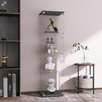 LFT HUIMEI2Y 4-Tier Glass Display Cabinet with Lock, Display Case Black