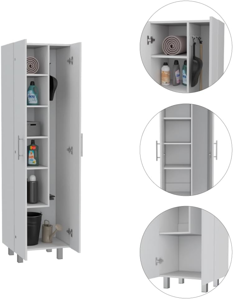 9-Shelf 2-Door 2-Piece Kitchen Set with Island and Pantry in White | Combines 9 shelves and 2 doors for expanded storage capacity