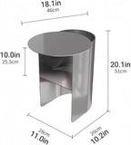 Stainless Steel Round Side Table Metal Coffee Table with Open Storage, Ideal for Bedroom, Living Room, Office, Guest Room, and Study, Silver, 18.1 x 11.0 x 20.1 inches