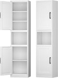 67" Tall Slim Pantry Cabinet, Narrow Bathroom Storage Cabinet | Metal Skinny Cabinet with Door and Adjustable Shelves, for Small Spaces, Kitchen, Bathroom, Laundry Room, Living Room, White