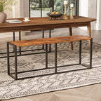VINGLI Industrial Dining Bench for Dining Room, 47.2 Inch Rustic Brown Kitchen Table Bench Heavy-Duty Metal Frame, Dining Table Bench with Non-Slip Foot Pads for Entryway, Living Room & Small Spaces