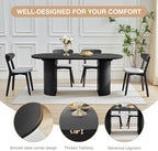70.8 Inch Dining Table for 4-6 People, Oval Kitchen Table with Semi-Cylindrical Legs Base, Modern Farmhouse Round Dinner Tables for Dining Room Kitchen Living Room (Black)