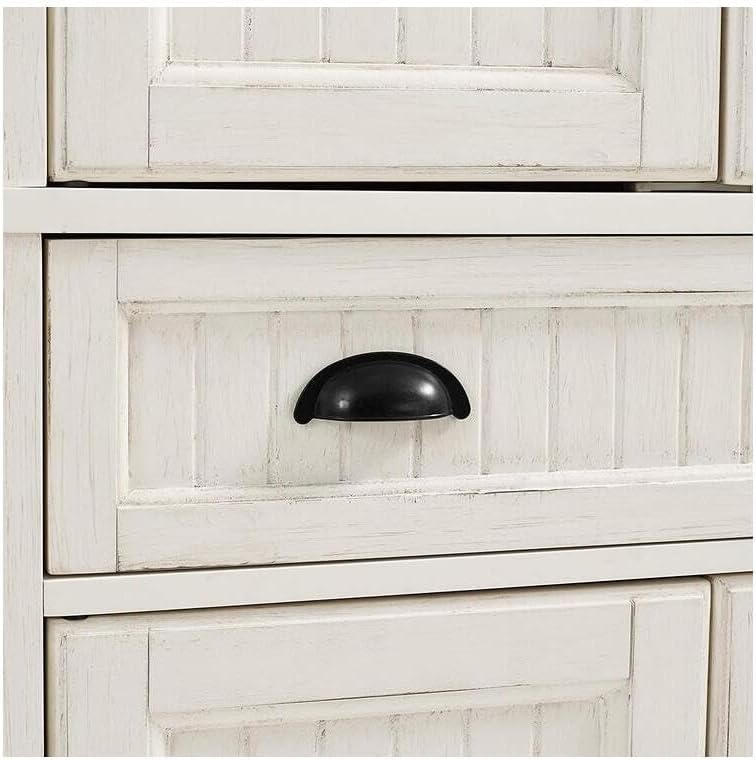 HomeStock Kitchen Pantry Cabinet - Large Storage, Adjustable Shelves, Distressed White Finish