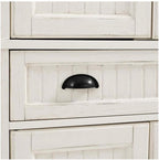 HomeStock Kitchen Pantry Cabinet - Large Storage, Adjustable Shelves, Distressed White Finish