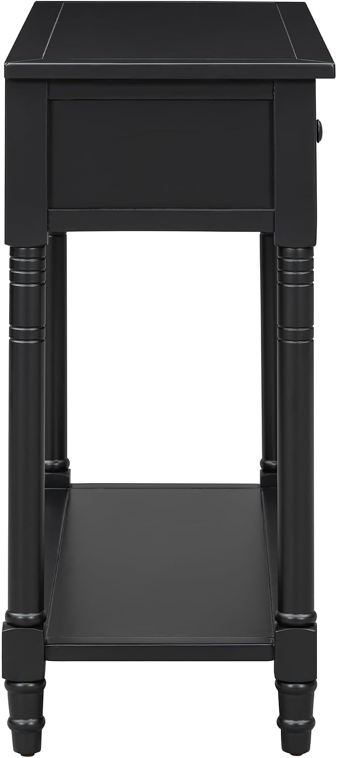 Knocbel Antique Entry Console Table with 2 Drawers & Bottom Open Shelf, Wood Sofa Tables for Entryway Hallway Living Room, 35.34" W x 13.8" D x 30.25" H, Black
