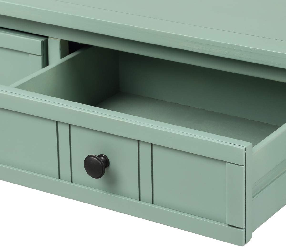 Knocbel Antique Entry Console Table with Drawers & Bottom Open Shelf, Wood Sofa Tables for Entryway Hallway Living Room, 35.43" W x 13.8" D x 30.25" H, Retro Blue
