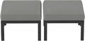 HOMREST Metal Outdoor Ottoman, 2-Piece Aluminum Footstool w/Removable Cushion, Multipurpose Footrest Stool Additional Seating, Set of 2 Outdoor Ottomans for Patio Deck (Dark Grey)