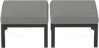 HOMREST Metal Outdoor Ottoman, 2-Piece Aluminum Footstool w/Removable Cushion, Multipurpose Footrest Stool Additional Seating, Set of 2 Outdoor Ottomans for Patio Deck (Dark Grey)