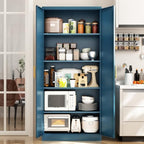 BESFUR 71" Tall Metal Storage Cabinet with 2 Doors and 4 Adjustable Shelves, Heavy Duty Kitchen Pantry Cabinet for Home Office, Kitchen, Garage and Dining Room, Blue,71”H x 27.5”W x 13.8”D