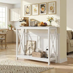 ZenStyle Sofa Side Console Table with 2 Storage Shelves Narrow Accent Table for Entryway/Hallway/Living Room, 39.3in L x 11.8in W x 31.6in H (White, 39.3 inch)