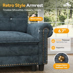 SUNSHINE VALLEY Modular Sectional Sofa Set Living Room 3-Piece Deep Seats | Mid-Century Modern 6-Seater Cloud Couch Set, Cyan, Rolled Arms & Nailhead Trim, Wider & Deeper Seats, Chenille Furniture Set
