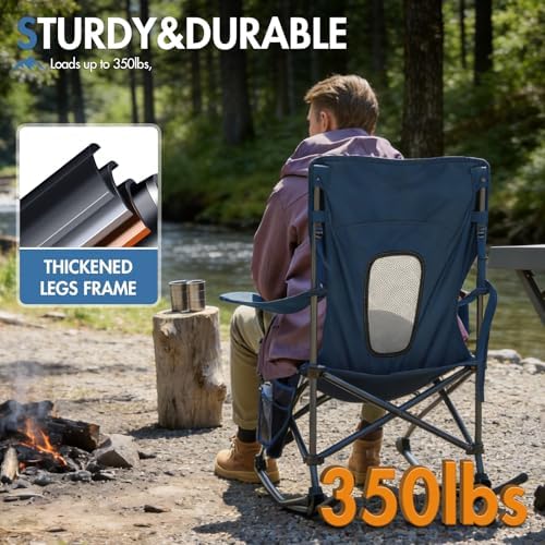 Portal Folding Outdoor Rocking Camping Chair, 350LBS Portable Rocker | 10s Fold, Compact Carry Bag, 24" Padded Back, Cup Holder, Side Pocket, 600D Polyester