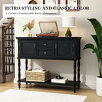 ARTPOWER Console Table with 2 Drawers, Retro Entryway Table with 2 Door | Solid Wood Veneer Entry Table, Behind Couch Sofa Table with Open Storage Shelf for Living Room, Foyer, Hallway