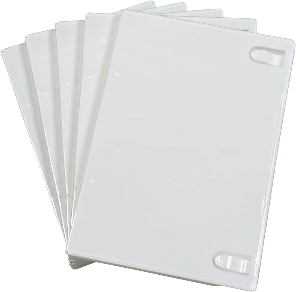 10 Pack Maxtek Standard 14mm White Single Disc CD & DVD Cases with Outer Clear Artwork Insert Sleeve. Compatible for Nintendo Wii Discs.