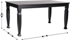 Flash Furniture Grace 60" Solid Wood Dining Table, Commercial Grade Heavy Duty Wood Table, Decorative Turned Legs, Water Resistant Finish, Seating for 6, Black