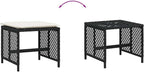 4-Piece Garden Stool Set in Black with Poly Rattan and Powder-Coated Steel, Square Outdoor Seats with Removable Washable Cushion Covers, 14.2-Inch Height for Patio Balcony