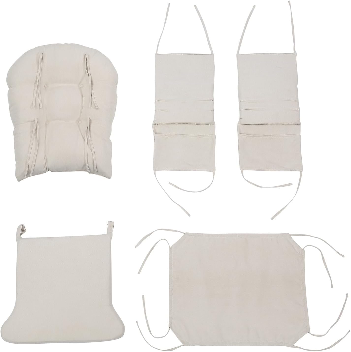5Pcs Glider Rocker Cushions Set - Velvet Glider Rocker Replacement Cushions with Side Storage Pockets, Washable & Non Slip,Blue
