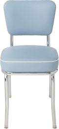 HomeStock Diner Chair - Vinyl Seat, Chrome Frame - Fully Assembled Bistro Kitchen Chair Bristol Blue