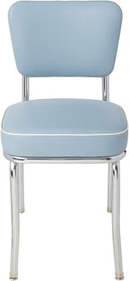 HomeStock Diner Chair - Vinyl Seat, Chrome Frame - Fully Assembled Bistro Kitchen Chair Bristol Blue