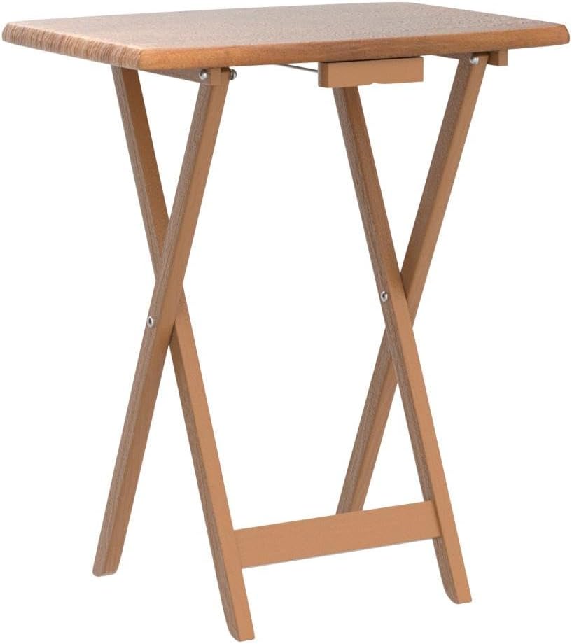 Winsome Dylan Set of 4 Oversized Foldable Snack Tables with Storage Rack | Easy to Store Portable Fold Up Table Set for Kitchen, Living Room TV Dining, Crafts, Puzzles, Work From Home