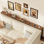 SUPERJARE 102.4 Inch Sofa Table with Power Outlets and USB-C Port,Rusitc Brown