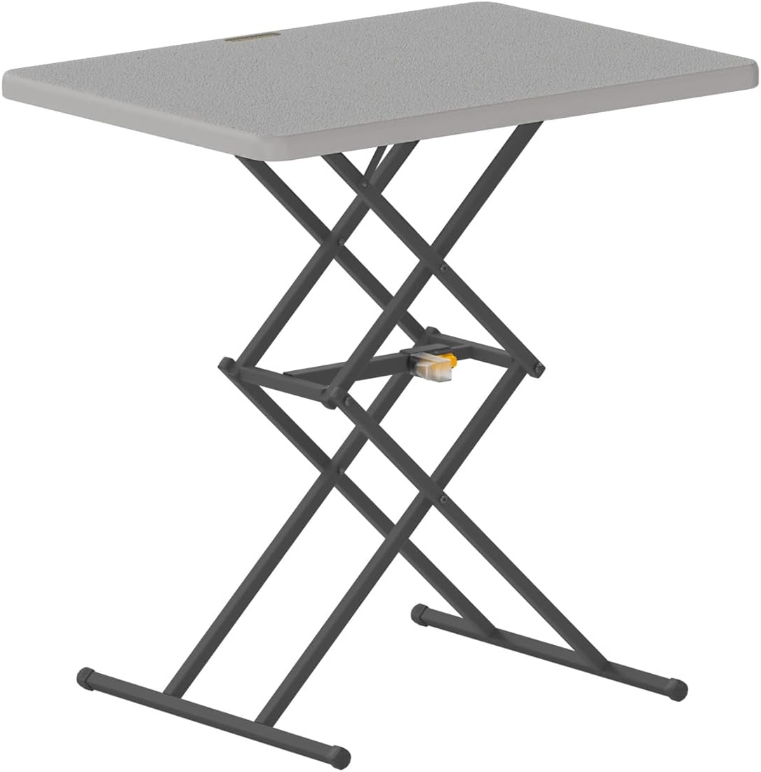 FanttikOutdoor Small Folding Table Quick Adjust 3 Heights, TV Tray, Dining | 2-Second One-Handed Adjustable Height, Foldable Laptop Desk, 3.2" Folded, No Assembly, 28 inch, 1 Pack, Grey Zeta X1 Pro