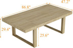 FUFU&GAGA Large Farmhouse Dining Table, for 6-8 People, 86.8” Rectangular Wood Dinner Table for Kitchen Dining Room Conference Room, Oak, 86.8”W x 47.2”D x 29.4”H