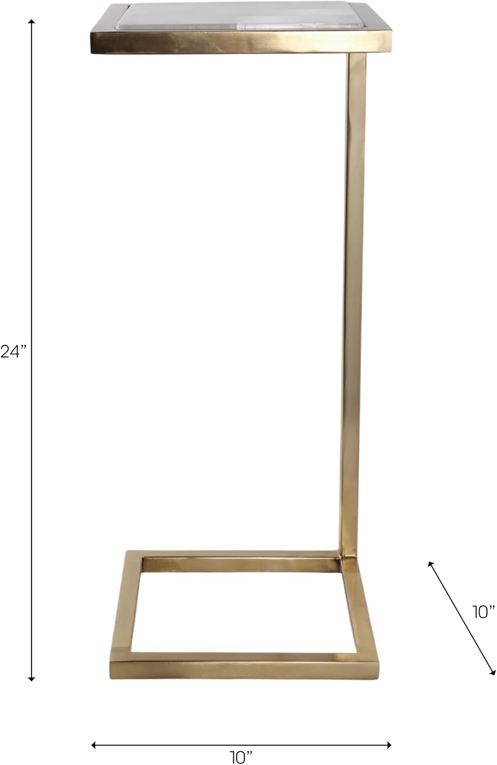 Home Decor End Table, Side Table, or Night Stand - Metal C-Shaped Accent Table with Marble Top Perfect for Big or Small Spaces - A Modern Accent for Office, Bedroom, or Living Room - 24" White & Gold