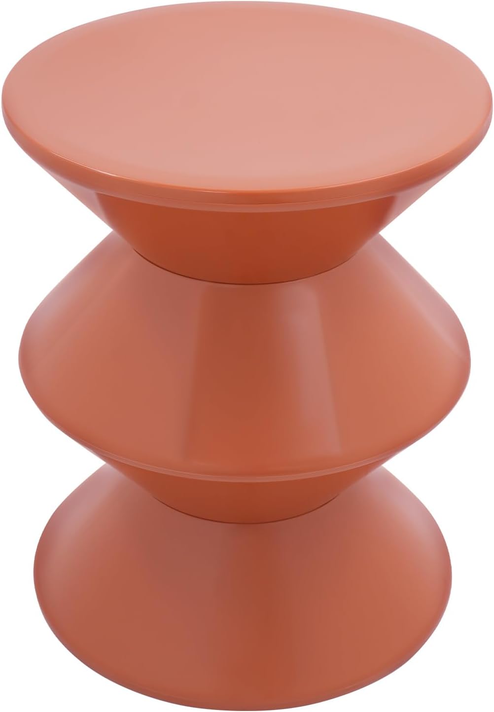 Round Side Table,Modern Hourglass Shaped Accent Stool, Minimalist Sofa Side Table Round Small Coffee End Table for Living Rooms, Bedrooms,Offices (Orange)