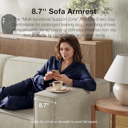 Novilla Modular Sectional Sofa, No Assembly Cloud Sectional Couch with Smarts Coil® Support, Chenille Fabric Sectional Sofa, Couch for Living Room Apartment, Beige (Right-Arm Chair)