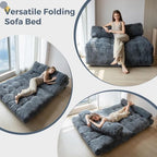 MAXYOYO Folding Sofa Bed, Convertible Chair Bed with Pillow | Foldable Couch with Back Support, Portable Fold Out Chair Comfy Floor Sofa for Living Room Bedroom, Dark Grey, Double