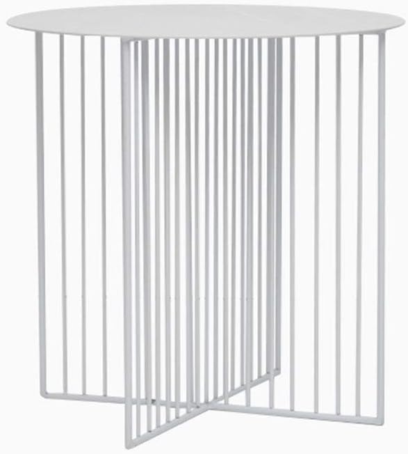 Telephone Table, Nordic Simplicity Sofa Side Table Round Metal Coffee Table Telephone Table Balcony Leisure Table Potted Plant Rack(Color:White,Size:4545CM)