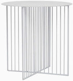 Telephone Table, Nordic Simplicity Sofa Side Table Round Metal Coffee Table Telephone Table Balcony Leisure Table Potted Plant Rack(Color:White,Size:4545CM)
