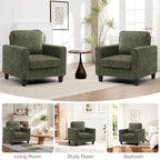Comfy Accent Chairs for Living Room, Mid Century Modern Upholstered Living Room Chair, Chenille Reading Armchair for Apartment, Waiting Room, Office, Green