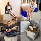 Louis Donné 17.7 Inch Unstuffed Square Pouf Ottoman Cover, Handmade Faux PU Leather Foot Rest Cover, Storage Floor Chair Cushion Case,White Decorative Pouf for Living Room Home,Only Cover No Filler