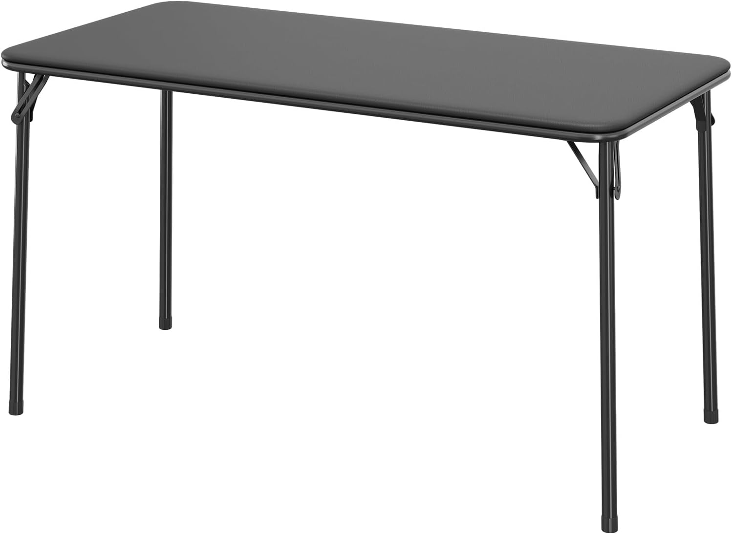 IDEALHOUSE 4 Feet Folding Table, Protable Foldable Card Table, Black | Metal Legs Support, Upholstered PU Leather Tabletop, Heavy Duty, No Assembly Required, Perfet for Indoor and Outdoor