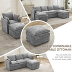 27" Large Square Ottoman with Storage, Modern Upholstered Footrest with Anti-Slip Legs for Couch Coffee Table Living Room, Bedroom, Entryway, Chenille Light Grey
