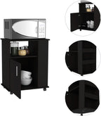 Space-Saving Microwave Shelf Stand Cabinet Kit - 3 Side Shelves - Black