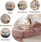 65" Oversized Chaise Lounge Chair Indoor, Chaise Lounge Chair with Cup Holders Side Pockets 3 Pillows, Cloud Corduroy Chaise Sofa Bed Sleeper Couches for Living Room No Assembly Require,Pink